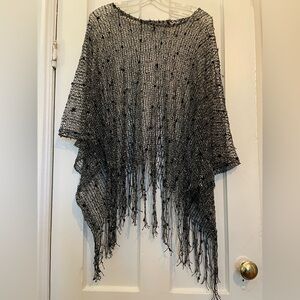 Black Fringe Knit Shawl
